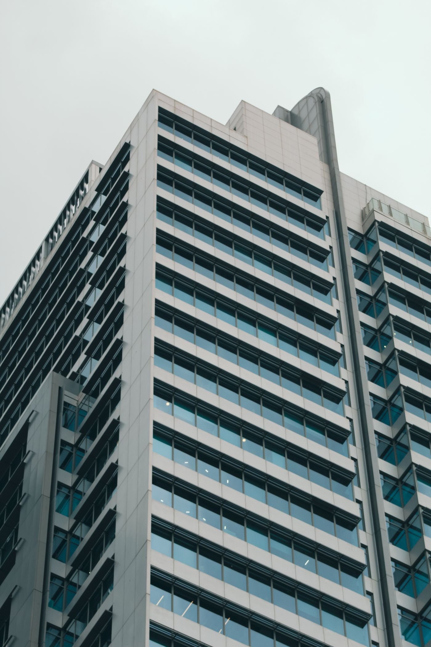 Modern office building viewed from below